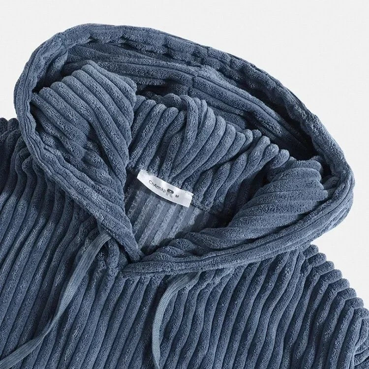 Calvin Corduroy Hoodie in Navy Blue