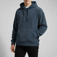 Calvin Corduroy Hoodie in Navy Blue