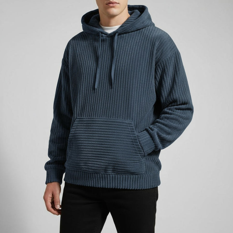 Calvin Corduroy Hoodie in Navy Blue
