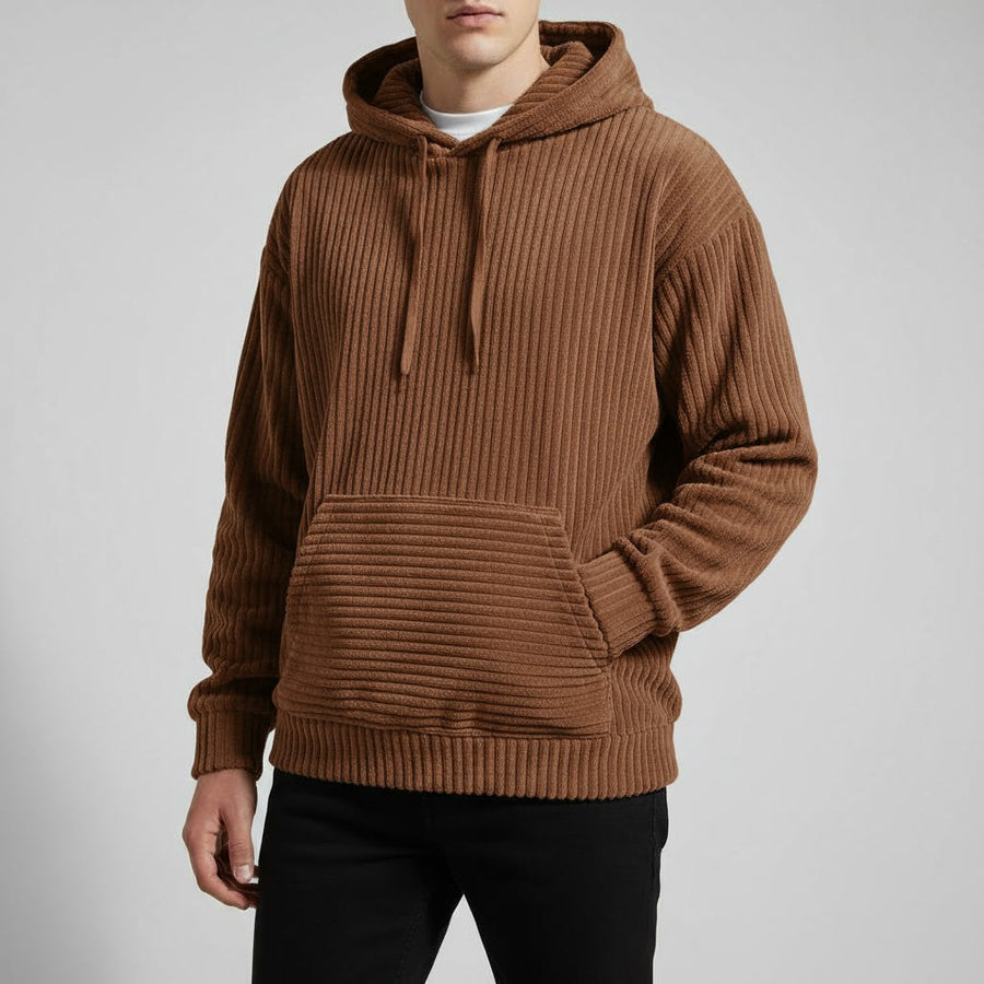 Calvin Corduroy Hoodie in Sienna Brown