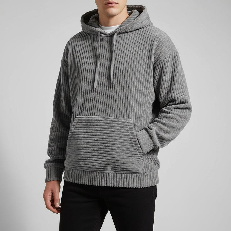 Calvin Corduroy Hoodie in Slate Gray