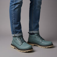 Calvin Genuine Leather Boot in Blue Green