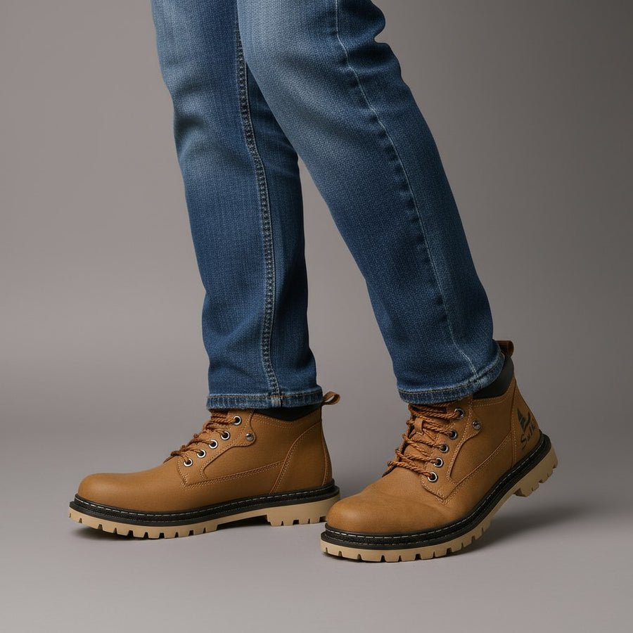 Calvin Genuine Leather Boot in Sienna Brown