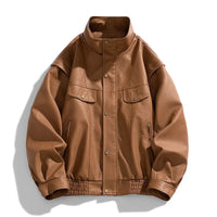 Calvin Leather Field Jacket in Sienna Brown