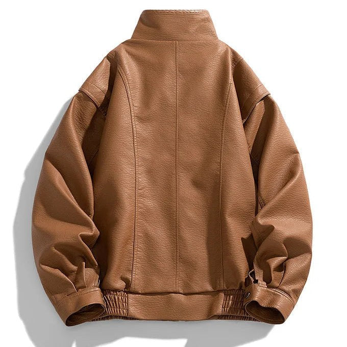 Calvin Leather Field Jacket in Sienna Brown