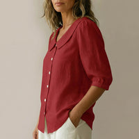 Calvine Women's Peter Pan Collar Button-Up Blouse