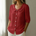 Calvine Women's Peter Pan Collar Button-Up Blouse