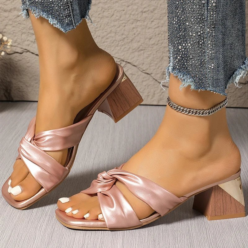 Camila Block Heel Sandal in Rose