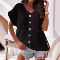 Camila Blouse with Button Front in Black