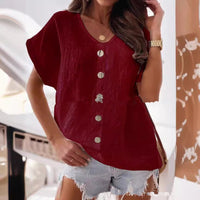 Camila Blouse with Button Front in White