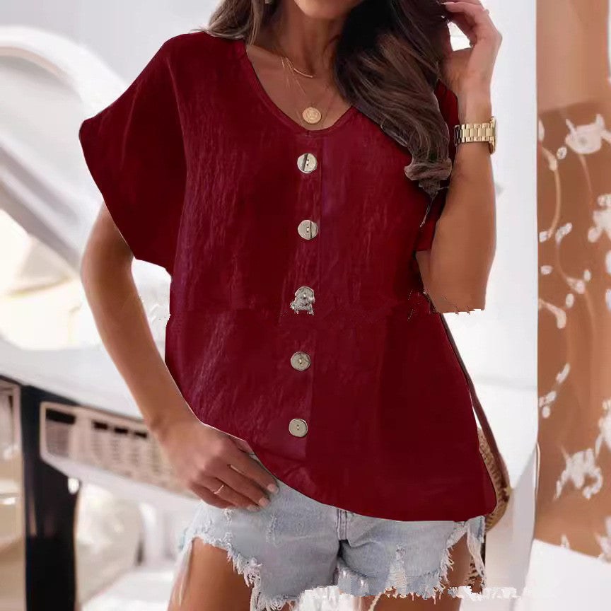 Camila Blouse with Button Front in White