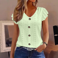 Camila Blouse with Ruffles in Neon Green