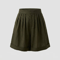 Camila Casual Linen Shorts in Olive