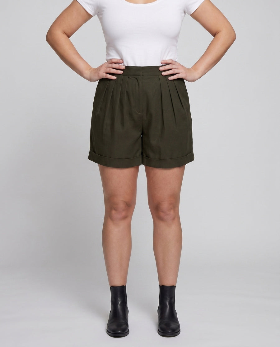 Camila Casual Linen Shorts in White