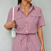 Camila Cinched Waist Romper in Crimson