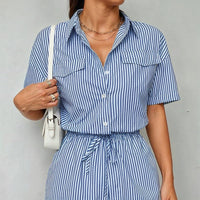 Camila Cinched Waist Romper in Royal Blue