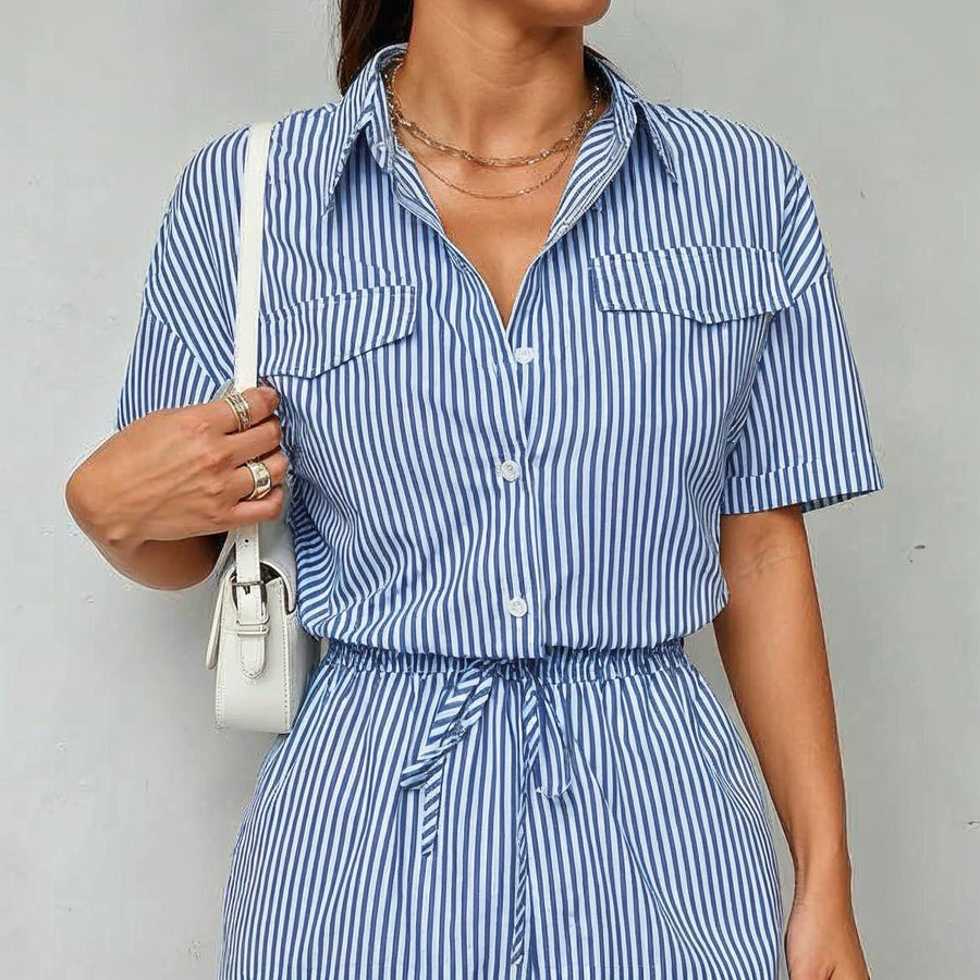 Camila Cinched Waist Romper in Royal Blue