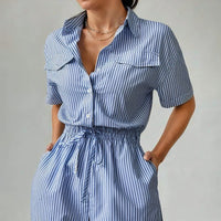 Camila Cinched Waist Romper in Royal Blue