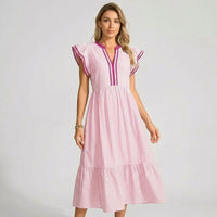 Camila Flutter Sleeve Midi Dress in Blush