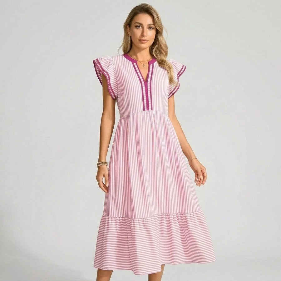 Camila Flutter Sleeve Midi Dress in Blush