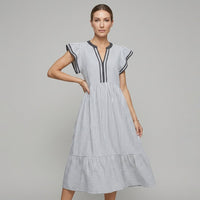 Camila Flutter Sleeve Midi Dress in Dove