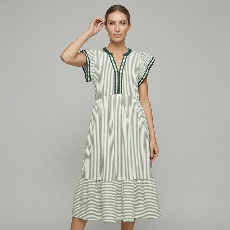 Camila Flutter Sleeve Midi Dress in Sage