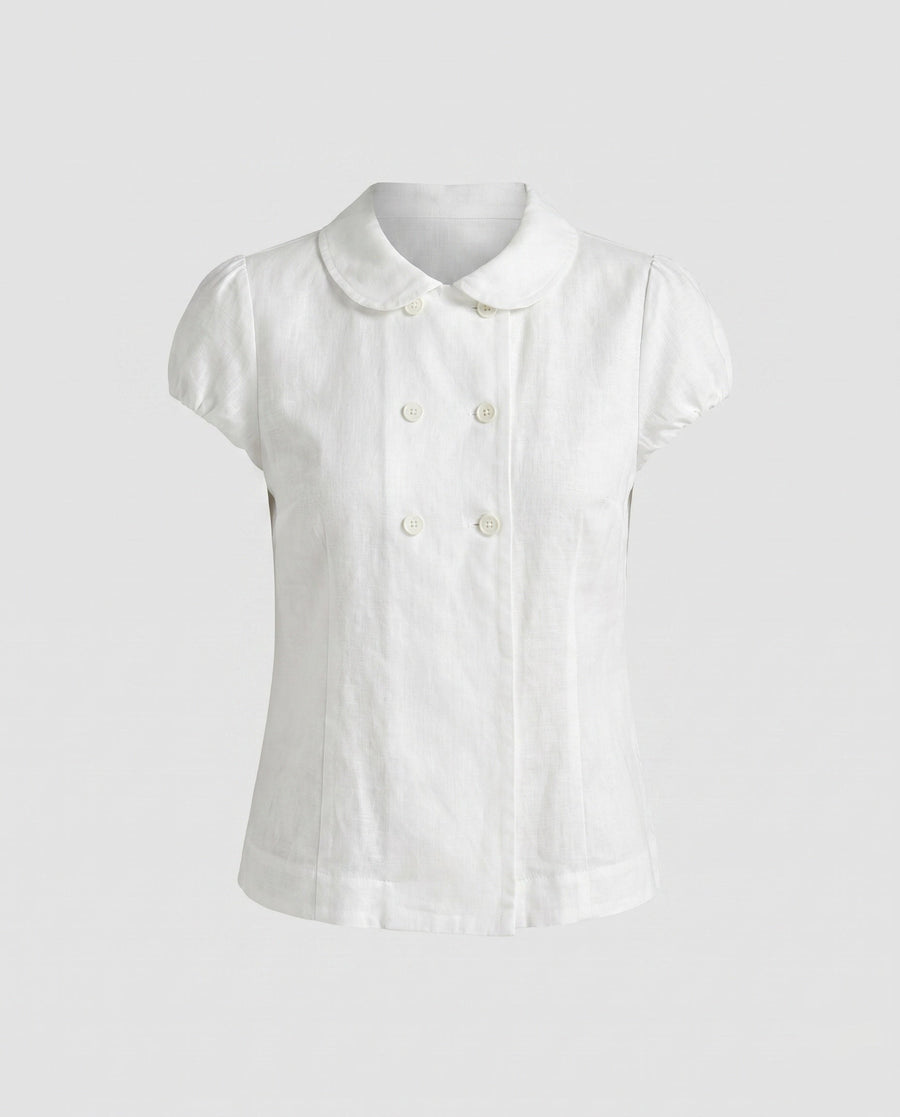 Camila Lightweight Linen Blouse in White