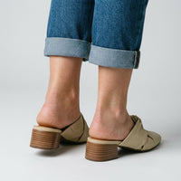 Camilla Leather Twist Mule in Beige