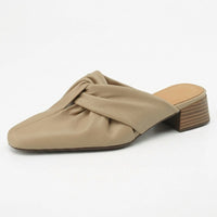 Camilla Leather Twist Mule in Beige