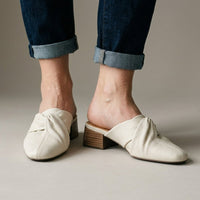 Camilla Leather Twist Mule in Pearl