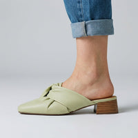 Camilla Leather Twist Mule in Sage