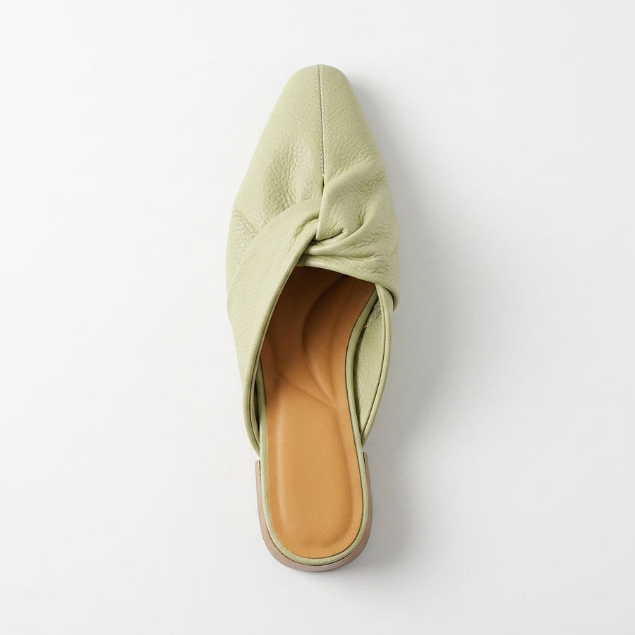 Camilla Leather Twist Mule in Sage