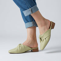 Camilla Leather Twist Mule in Sage