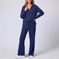 Camille Casual Set with V-Neck in Blue