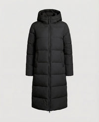 Camille Coat with Hood and Fitted in Black