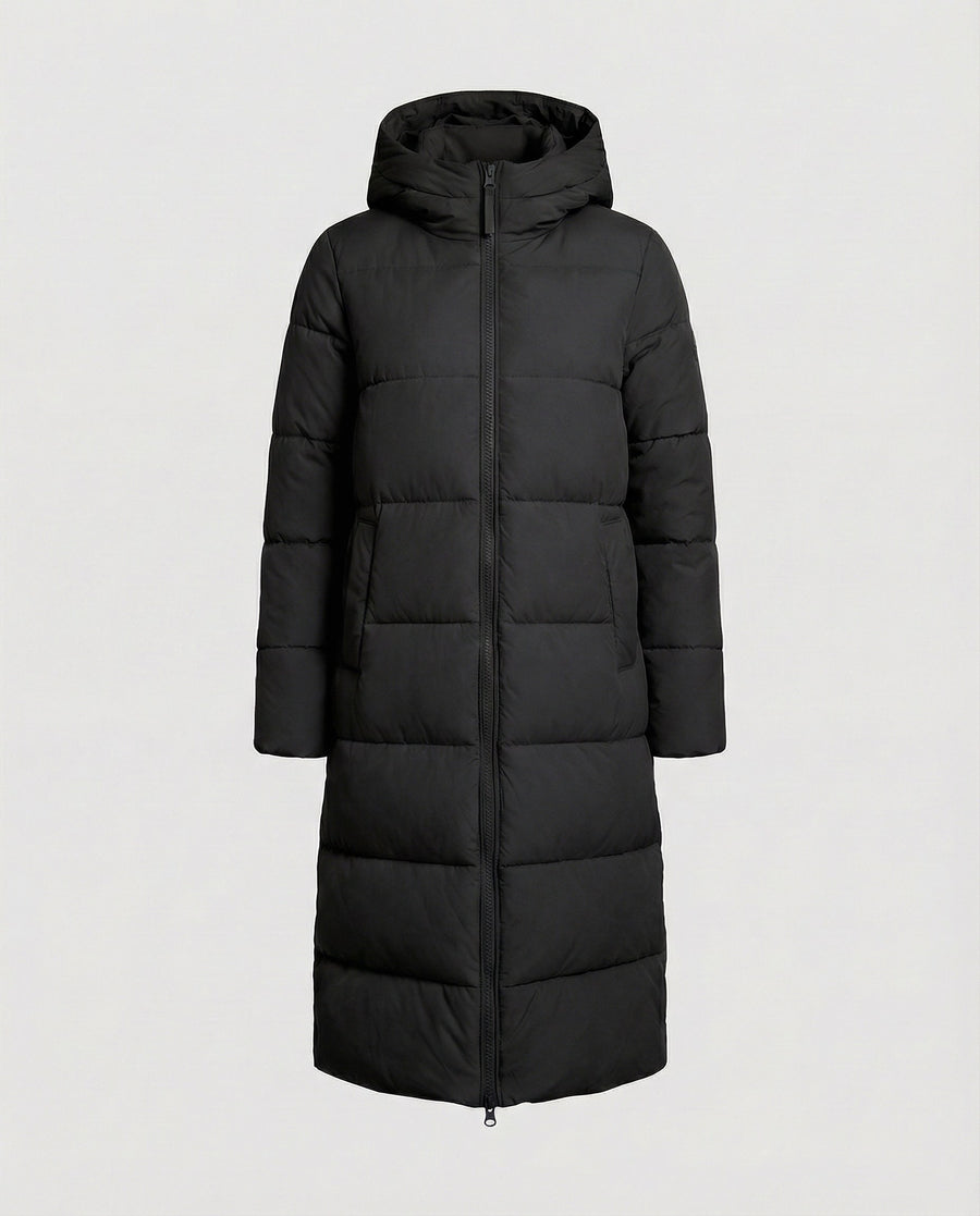 Camille Coat with Hood and Fitted in Black