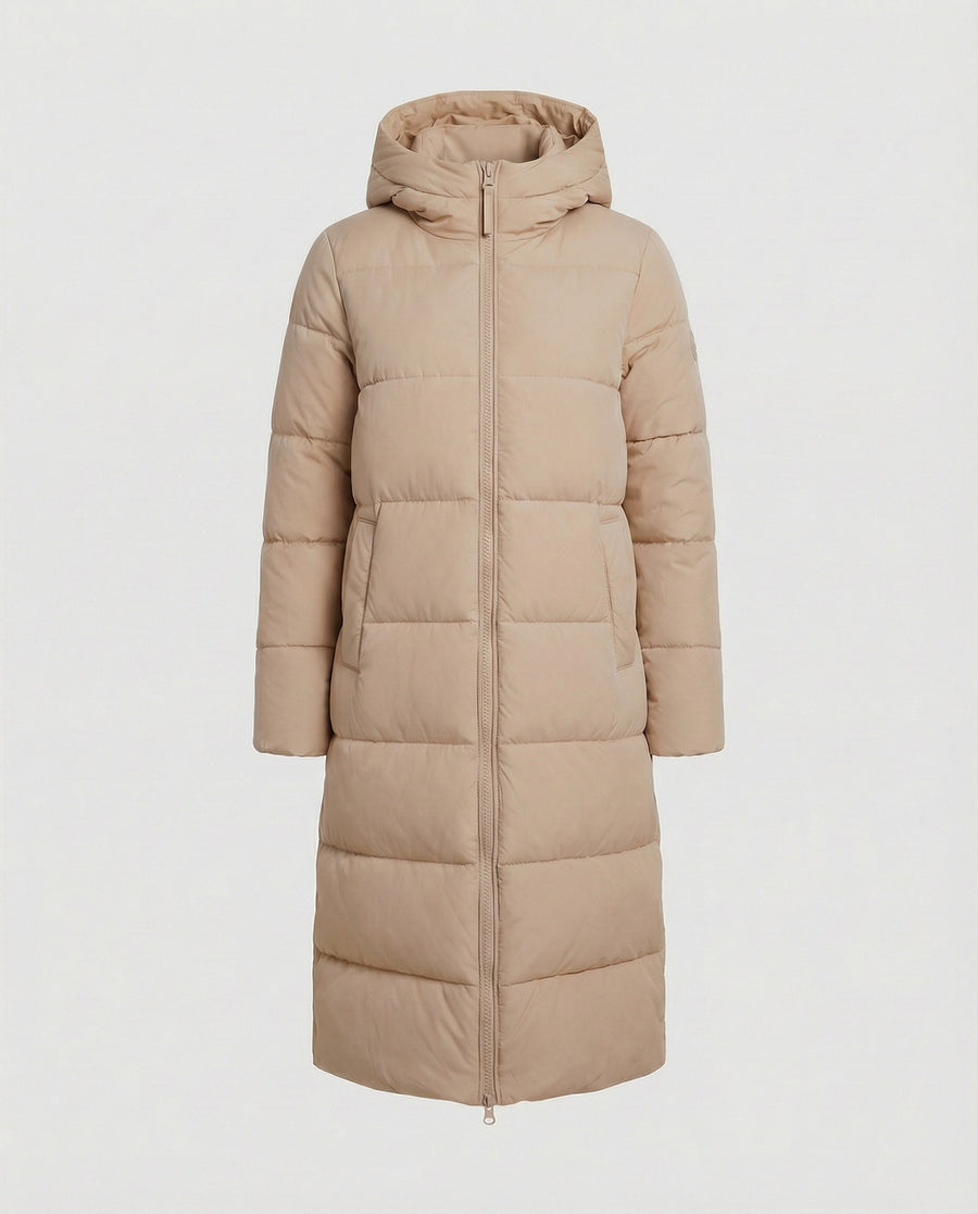 Camille Coat with Hood and Fitted in Camel