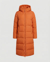 Camille Coat with Hood and Fitted in Orange