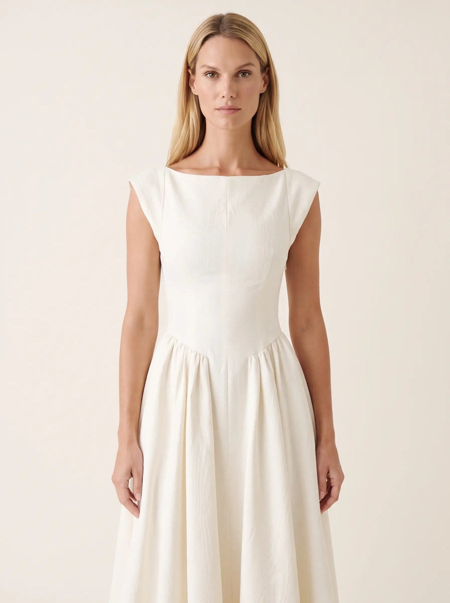 CAMILLE ELEGANCE MIDI DRESS front detail