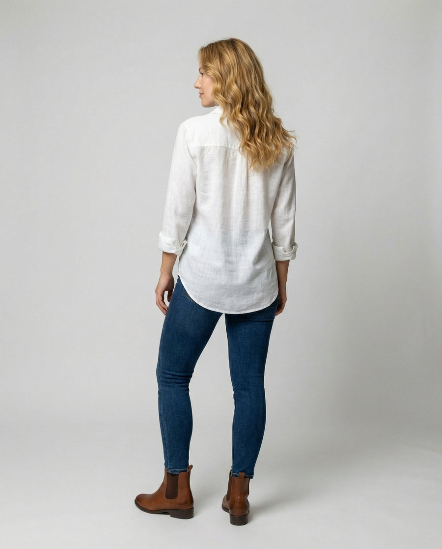 Camille Elegant Blouse in White