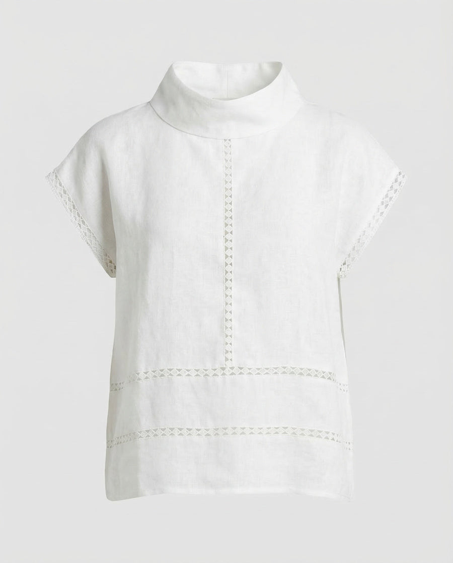Camille Linen Blouse in Grey