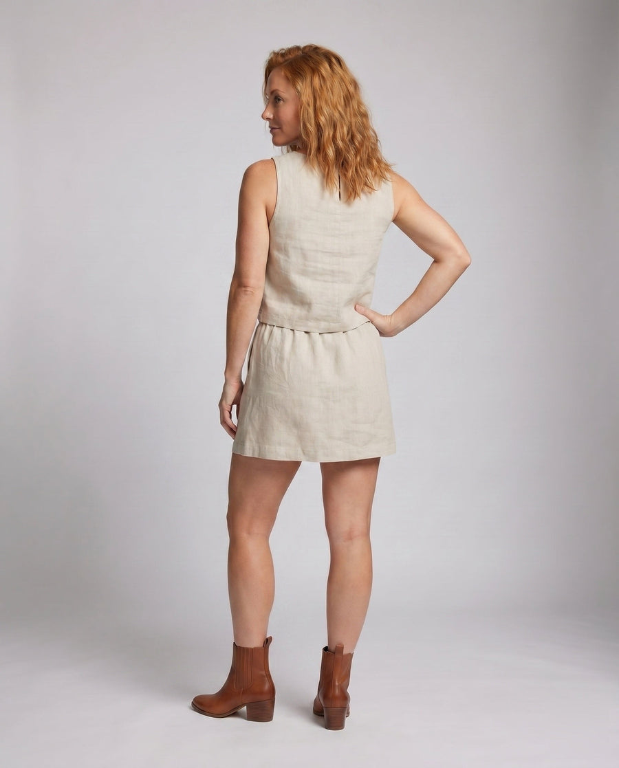 Camille Linen Dress with Sleeveless
