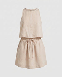 Camille Linen Dress with Sleeveless in Linen