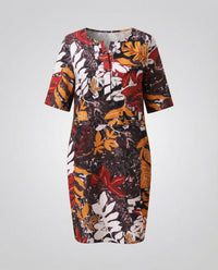 Camille Linen Midi Dress in Brown