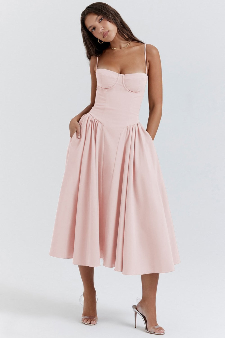 Camille Midi Dress in Pink
