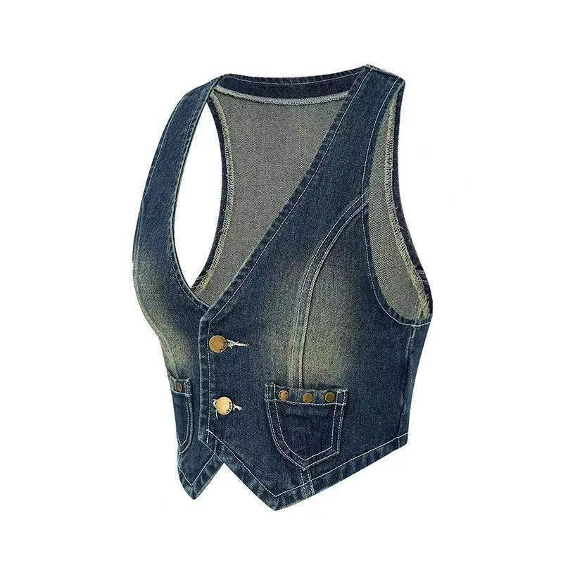Camille Vest with Pockets in Blue