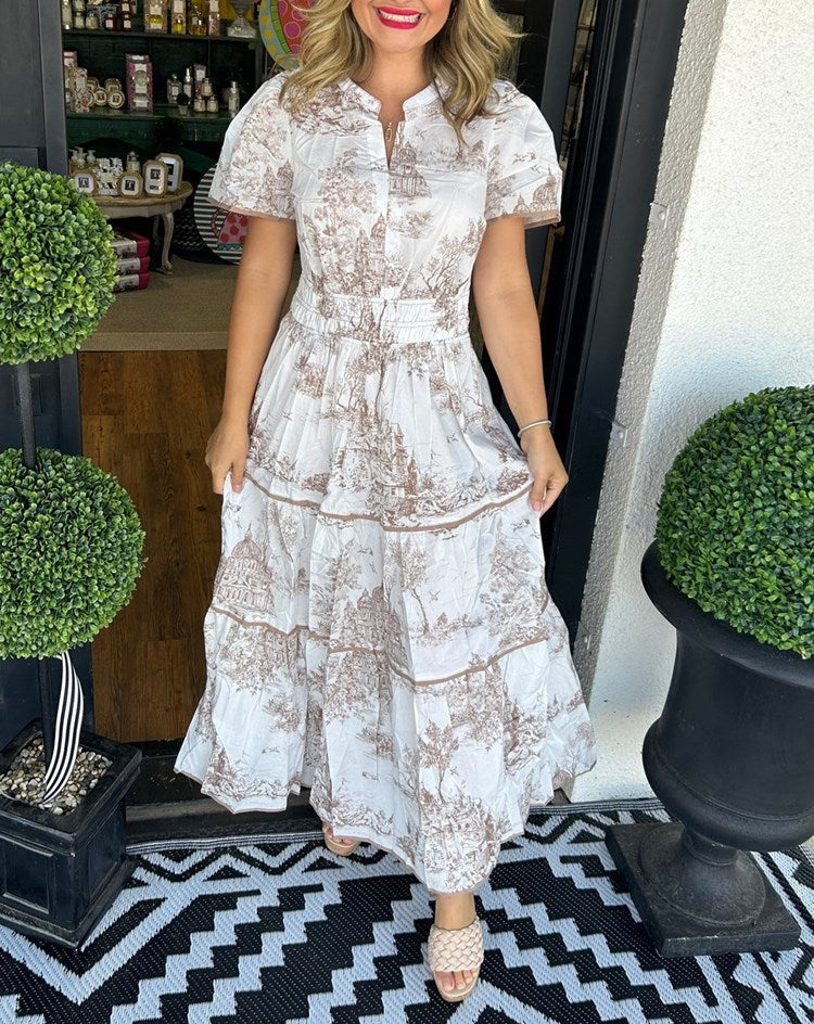 Camille™ Classic Toile Maxi Dress in Black