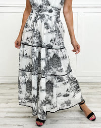 Camille™ Classic Toile Maxi Dress in Black