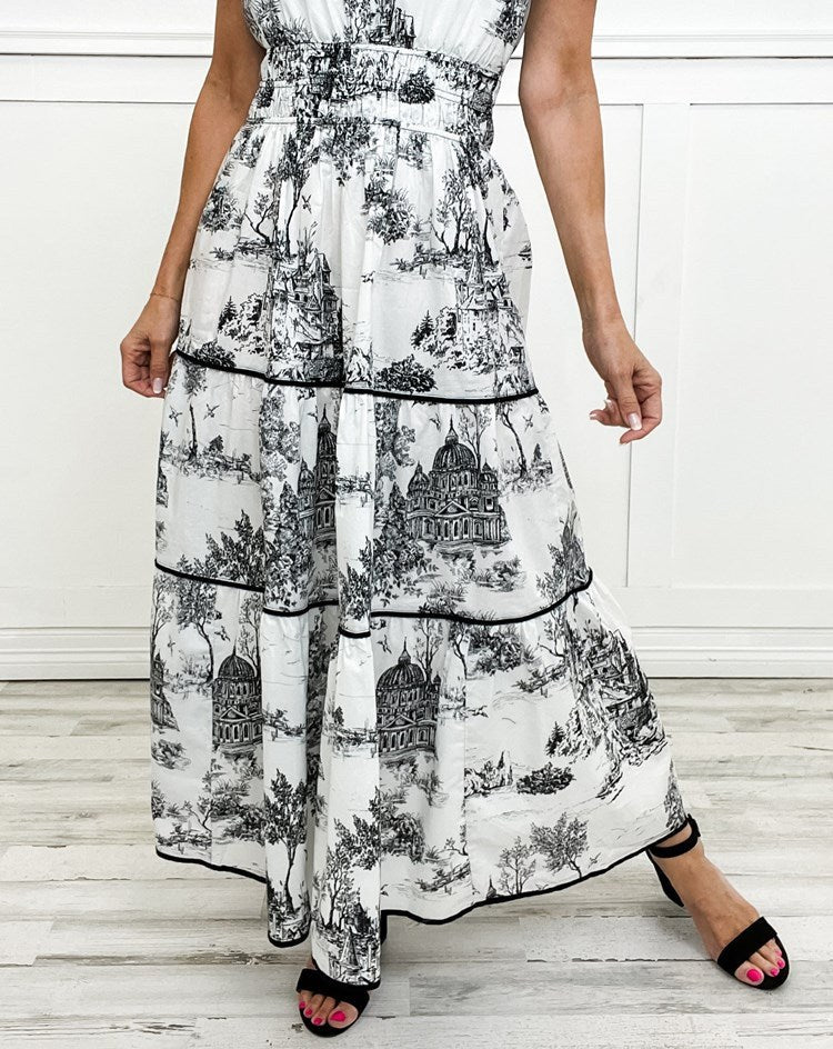 Camille™ Classic Toile Maxi Dress in Black