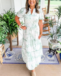 Camille™ Classic Toile Maxi Dress in Green